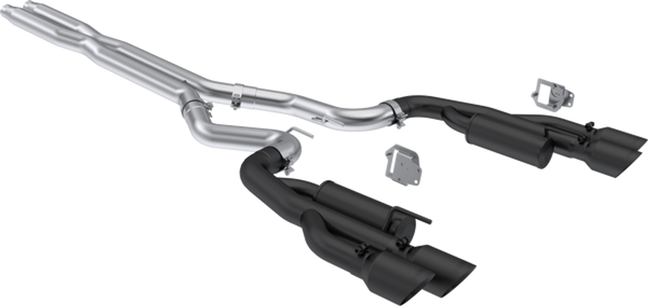 MBRP Race Series 3" Catback Exhaust Dual Split Rear Quad Black Tips (2024-2025 Mustang GT) S7282BLK
