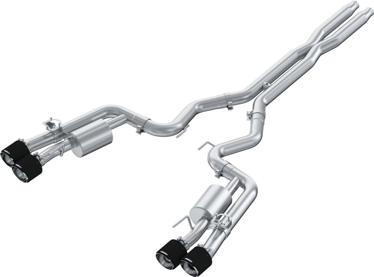 MBRP 3" Catback Exhaust Dual Split Rear Exit Exhaust w/ Quad Carbon Fiber Tips (2024 - 2026 Mustang Dark Horse) S72843CF