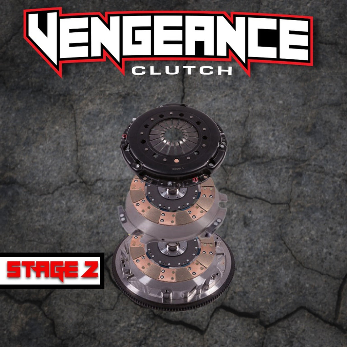 Vengeance Stage 2 Twin Disc MPC Ceramic Full Face Clutch Kit (1996-2004 / 2011-2017 Mustang w/26 Spline Conversion) (dm2-07-03-26t)