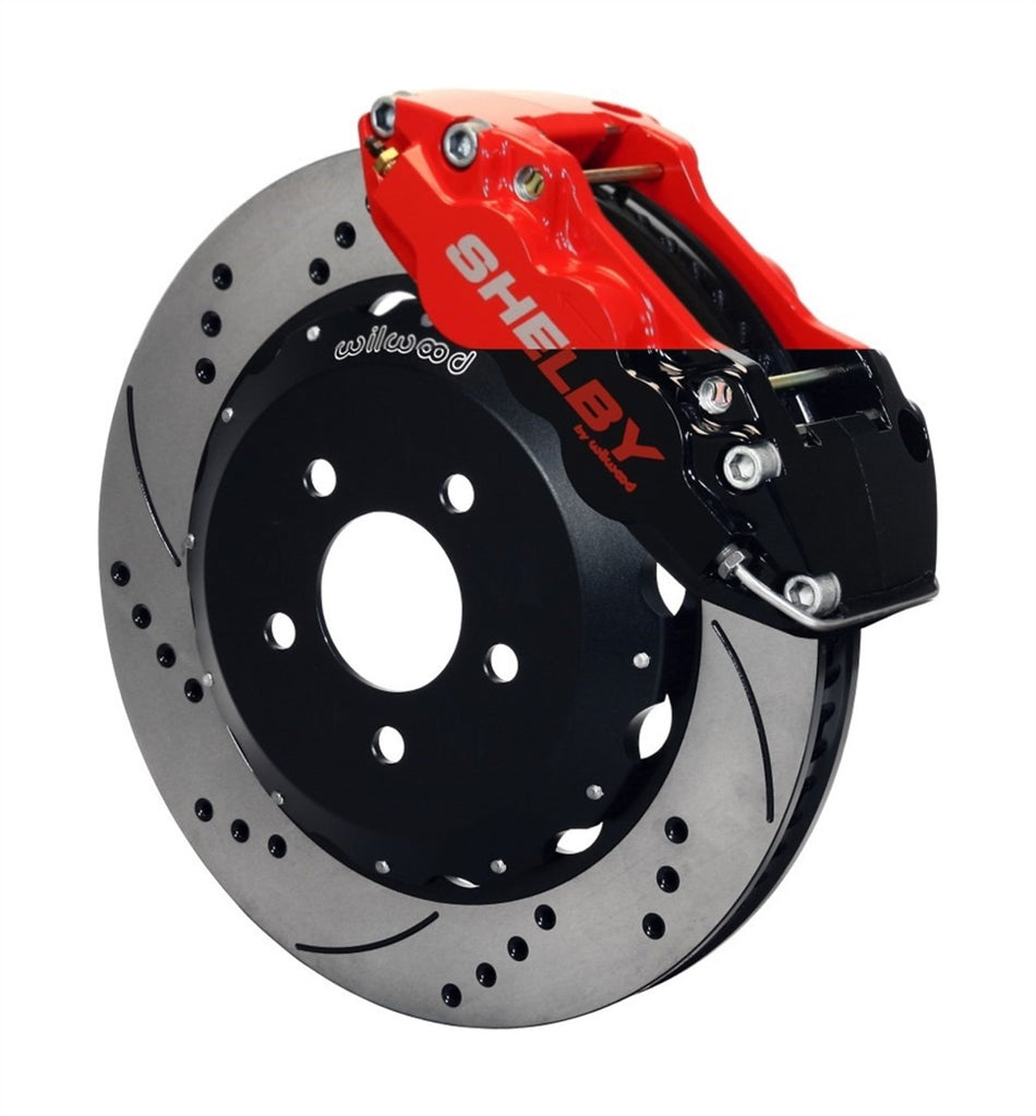 Shelby American Wilwood Rear 4-Piston Big Brake Kit - Red w/Silver Lettering (2005 - 2014 Mustang / 2005 - 2014 GT500) S5MK-2300-UF