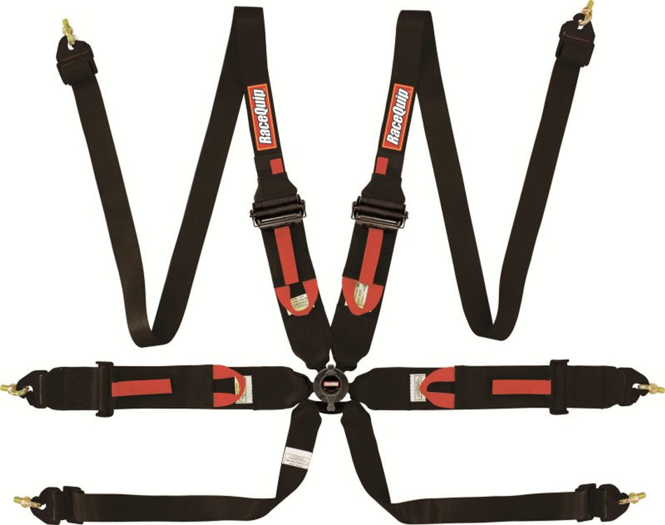RaceQuip Black FIA CAMLOCK 6pt Pull Up Lap FHR - 854004