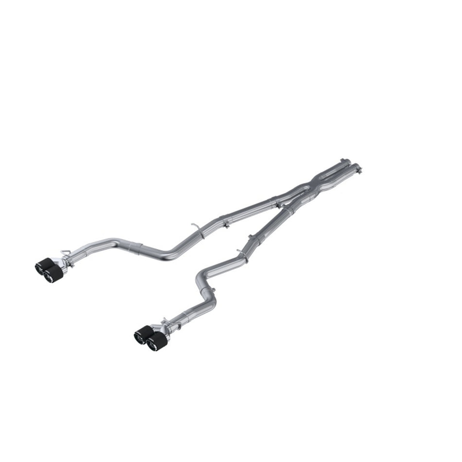 MBRP 15-16 Dodge Challenger 5.7L HEMI SS 3in Quad Split Rear Exit w/ Carbon Fiber Tips - T304 - S71163CF