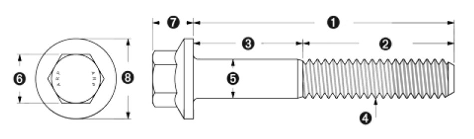 ARP M8 x 1.25 x 115 Hex Black Oxide Bolts (5/pkg) - 661-1019