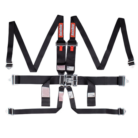 RaceQuip Black L & L 6pt HNR Seat Belt - 718008