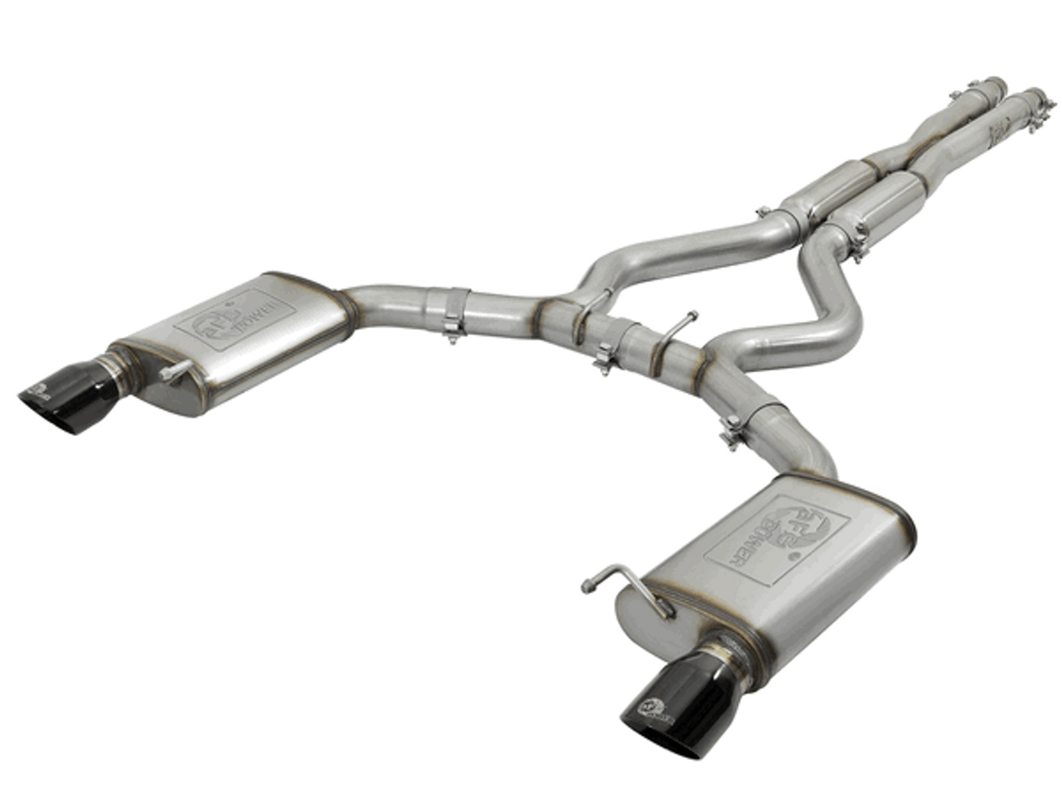 aFe 3" Catback Exhaust Mach Force XP Black Tips Sport (15-18 Mustang GT/V6) 49-33087-B