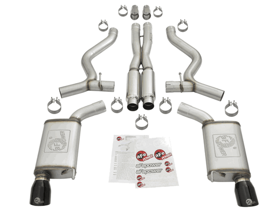 aFe 3" Catback Exhaust Mach Force XP Black Tips Sport (15-18 Mustang GT/V6) 49-33087-B