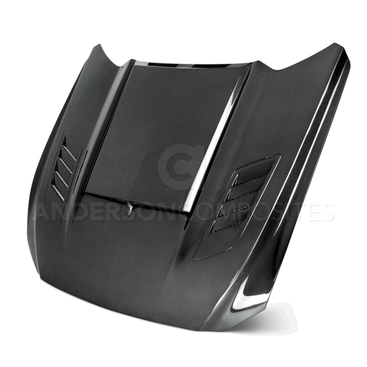 Anderson Composites Double Sided Carbon Fiber Ram Air Hood (15-17 Mustang) AC-HD15FDMU-AB-DS