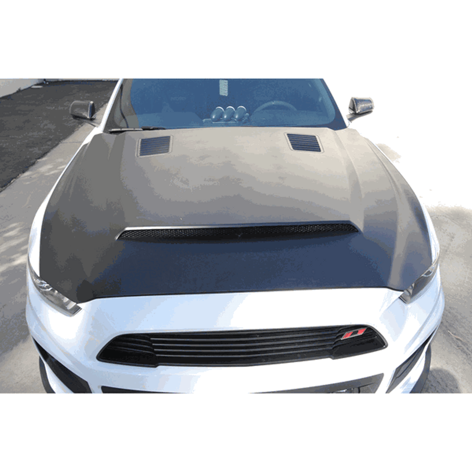 Anderson Composites Fiberglass Hood Super Snake Style (15-17 Mustang) AC-HD15FDMU-SN-GF