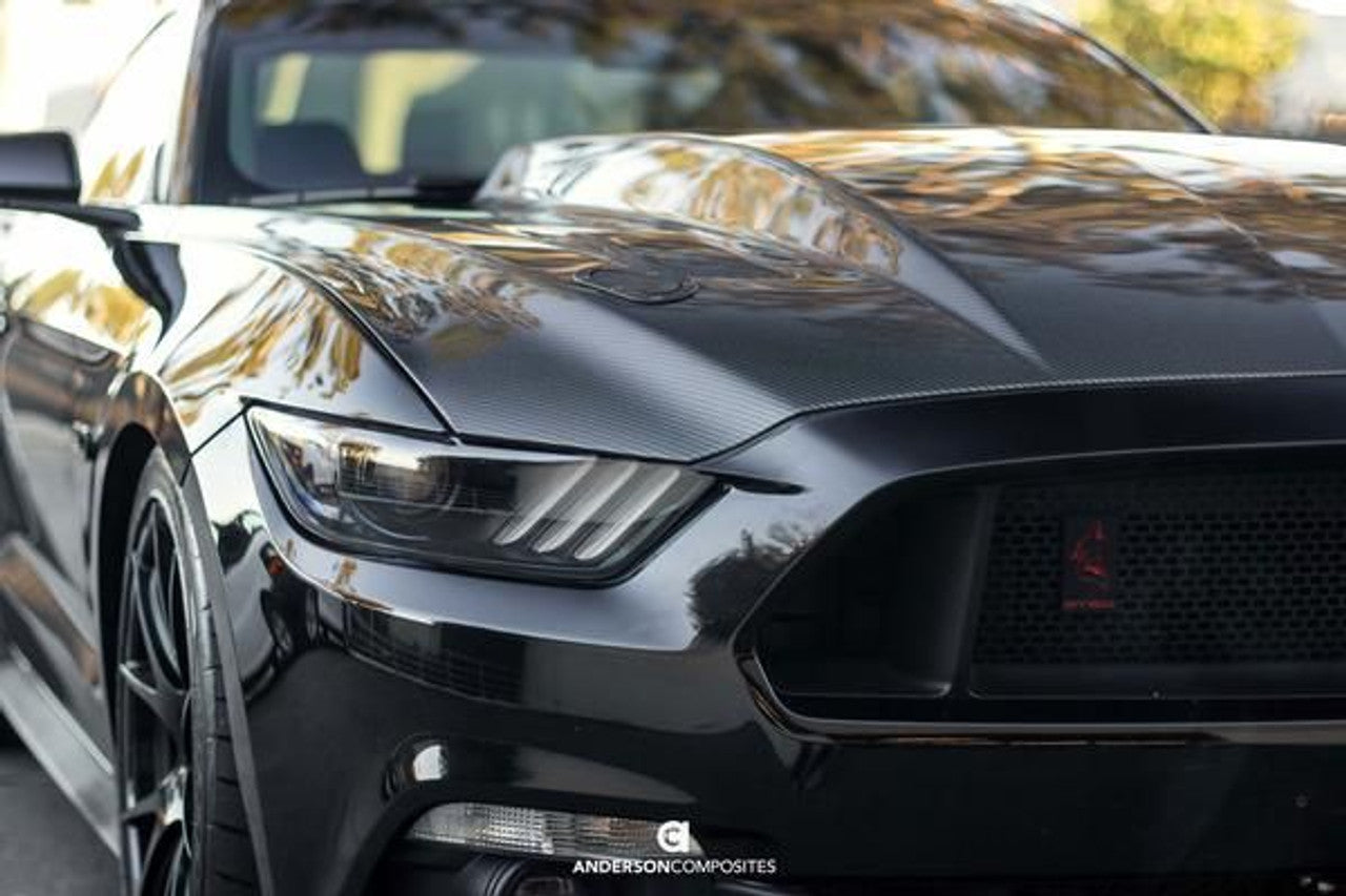 Anderson Composites 3" Double Sided Carbon Fiber Cowl Hood (15-17 Mustang) AC-HD15FDMU-CJ-DS