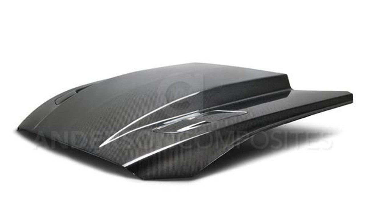 Anderson Composites 3" Double Sided Carbon Fiber Cowl Hood (15-17 Mustang) AC-HD15FDMU-CJ-DS