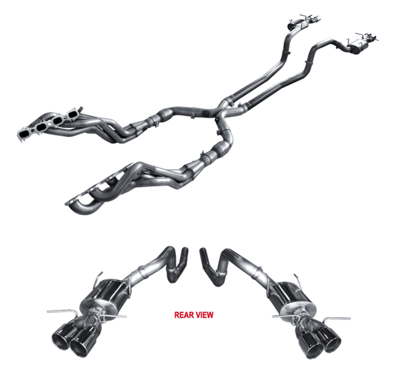 ARH Full Exhaust System 1-7/8" Header Off Road H-Pipe Quad Tip Mufflers (2013 - 2014 Shelby GT500) MTSH5-13178300FSHNC
