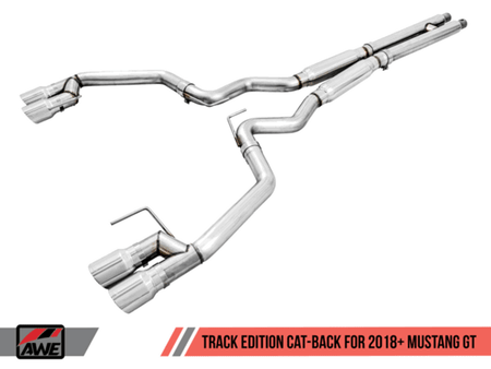 AWE Exhaust Catback Track Quad Tip Chrome (2018-2023 Mustang GT) 3020-42064