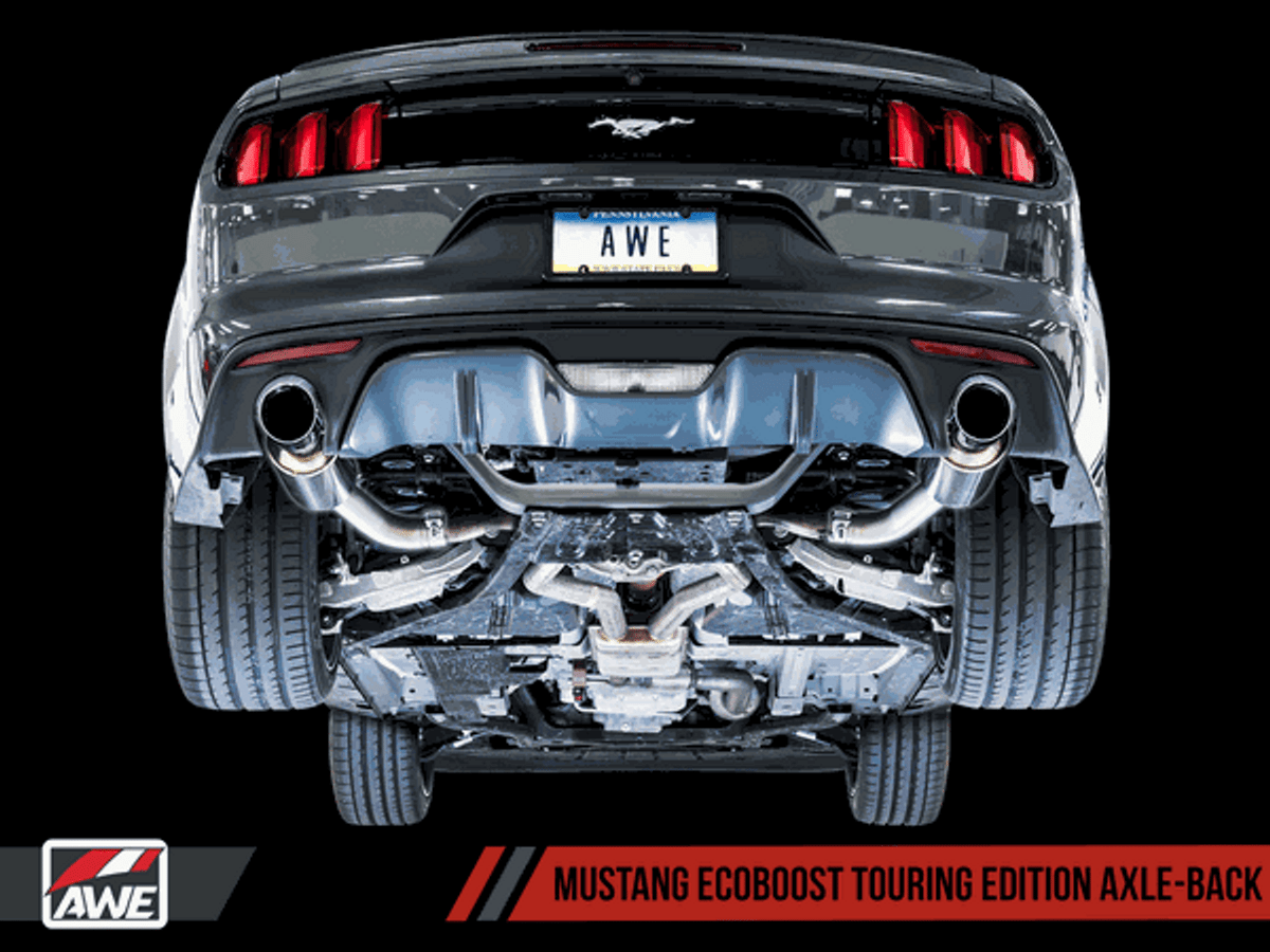 AWE Axleback Exhaust Touring Diamond Black Tips (2015-2017 Mustang Ecoboost / 2024 Mustang EcoBoost) 3015-33086