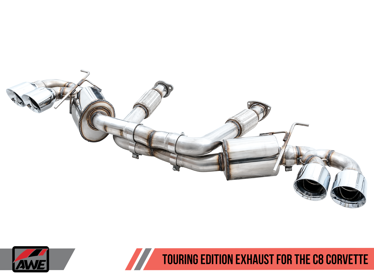 AWE Touring Edition Exhaust w/ Diamond Black Tips (2020 - 2025 C8 Corvette Stingray) 3015-43159