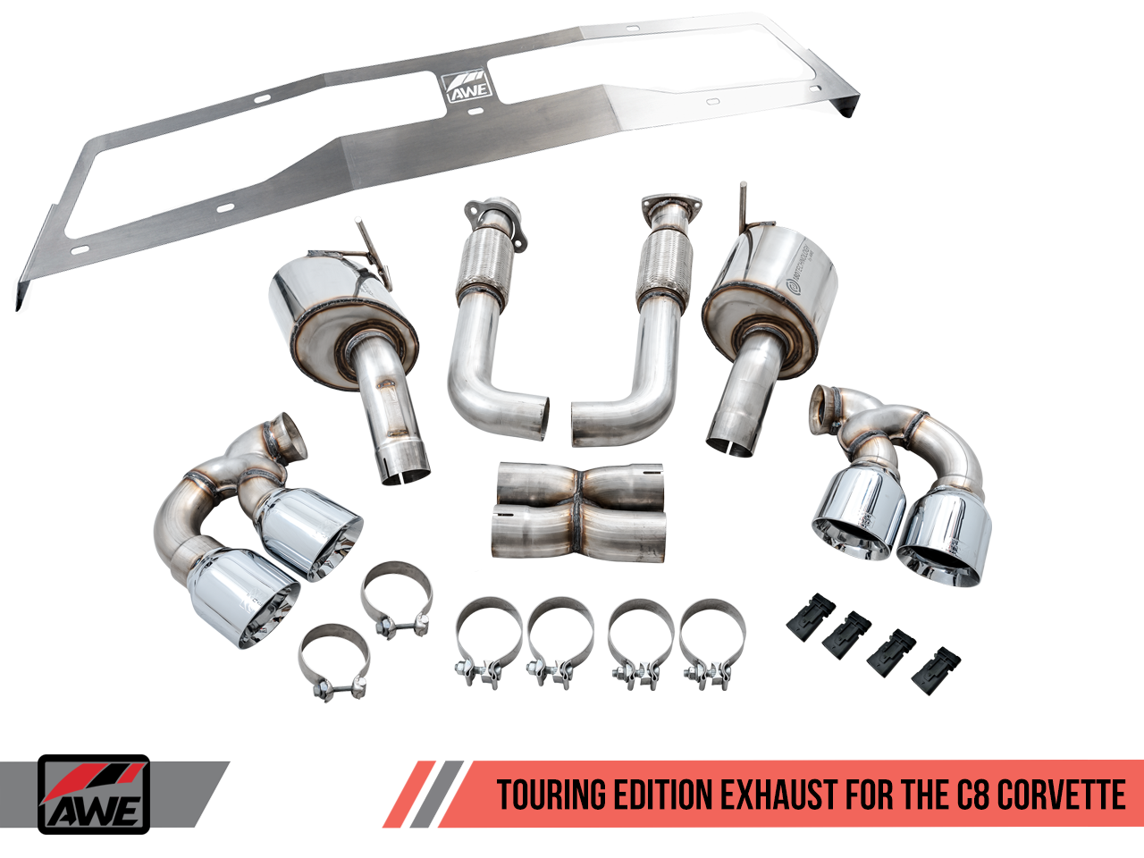 AWE Touring Edition Exhaust w/ Diamond Black Tips (2020 - 2025 C8 Corvette Stingray) 3015-43159