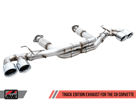 AWE Track Edition Exhaust w/ Chrome Silver Tips (2020 - 2025 C8 Corvette Stingray) 3020-42080
