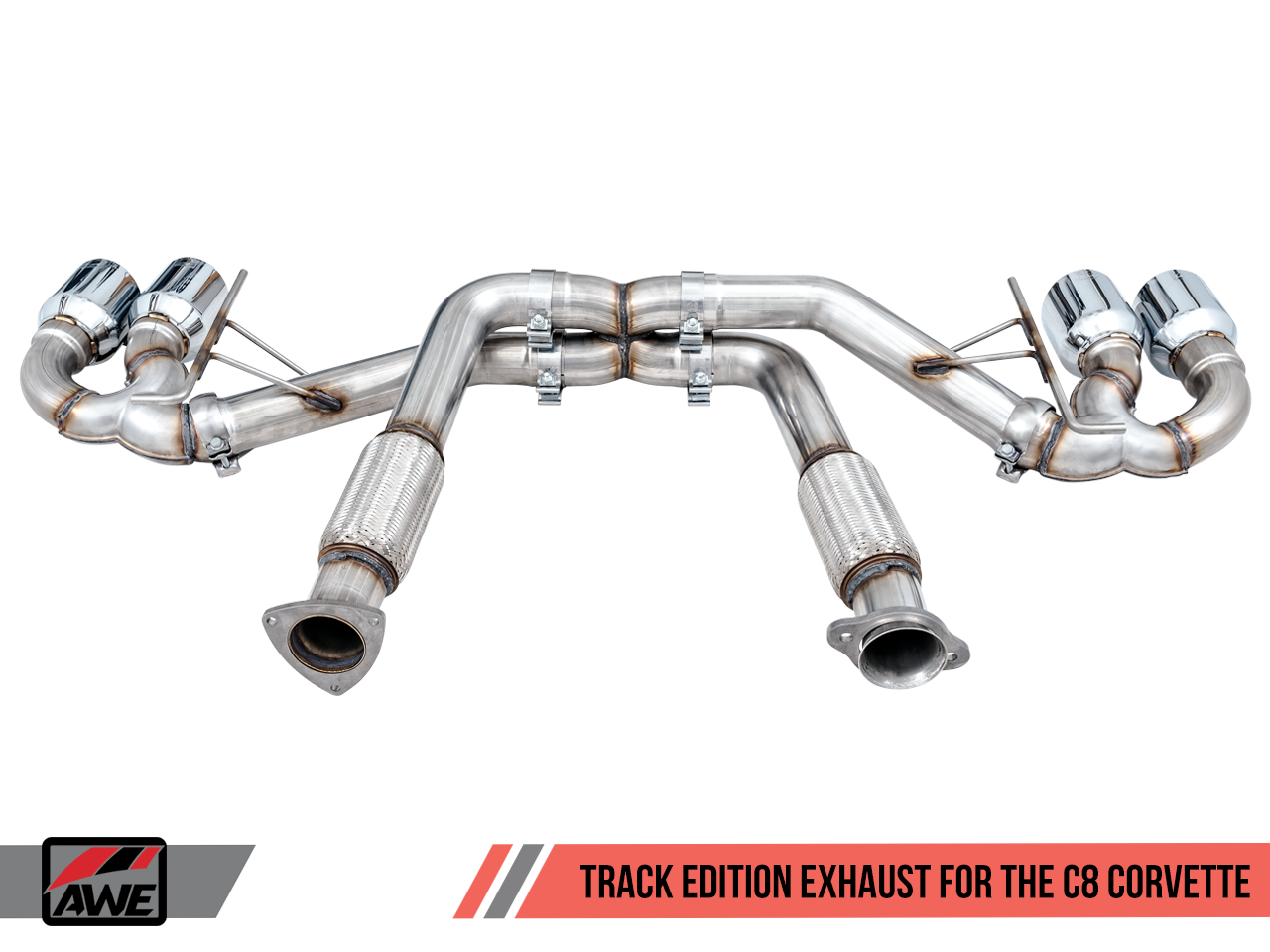 AWE Track Edition Exhaust w/ Diamond Black Tips (2020 - 2025 C8 Corvette Stingray) 3020-43086