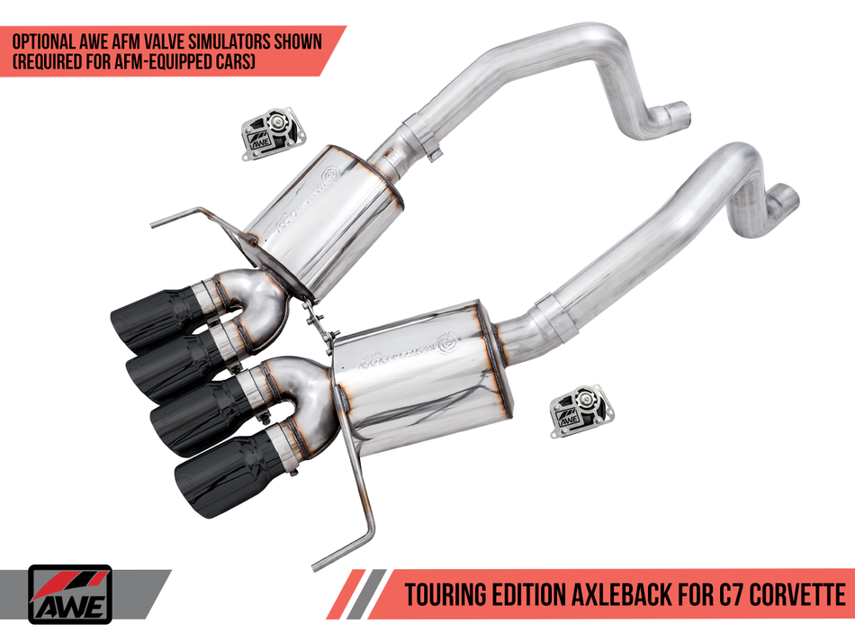 AWE Touring Edition Axleback Exhaust Black Tips (14-19 C7 Corvette) 3015-43143