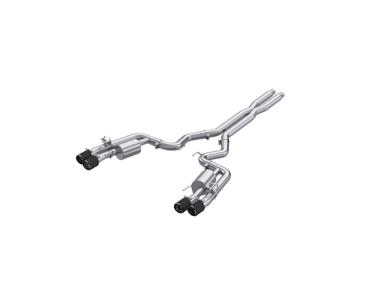 MBRP Armor Pro 3" Cat-Back Dual Split Rear Carbon Fiber Tips Active Profile (2024-2025 Mustang GT) S72553CF