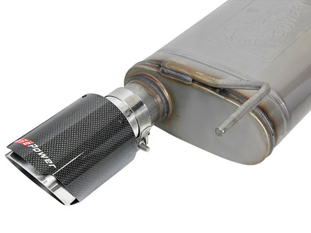 aFe MACH Force Xp SS Axle Back Exhaust System w/ Carbon Fiber Tips 15-17 Ford Mustang GT V8-5.0L - 49-43105-C