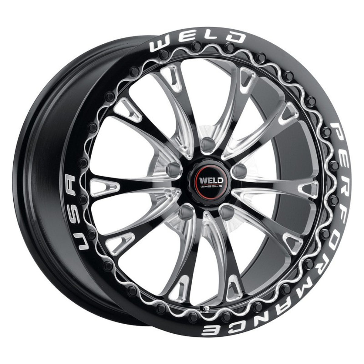 Weld 17x10 Belmont Beadlock Drag Wheel 5x120 ET 42 BS 7.15 Gloss Black (CTS/Camaro) S90870022P42