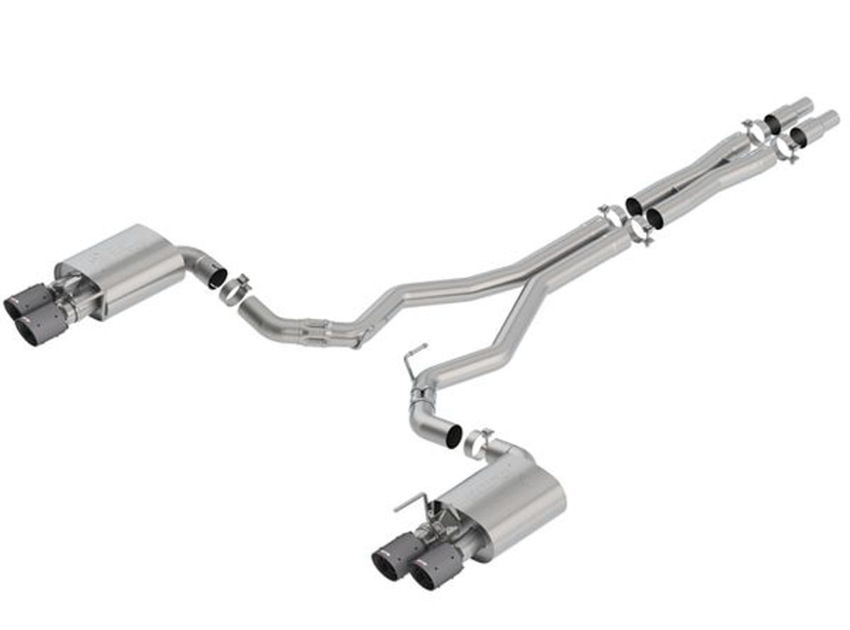 Borla ATAK Catback Active Exhaust Black Carbon Fiber Tips (2018-2023 Mustang GT) 140743CFBA