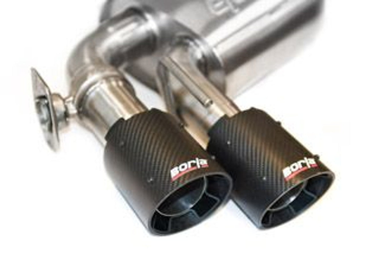 Borla ATAK Catback Active Exhaust Black Carbon Fiber Tips (2018-2023 Mustang GT) 140743CFBA