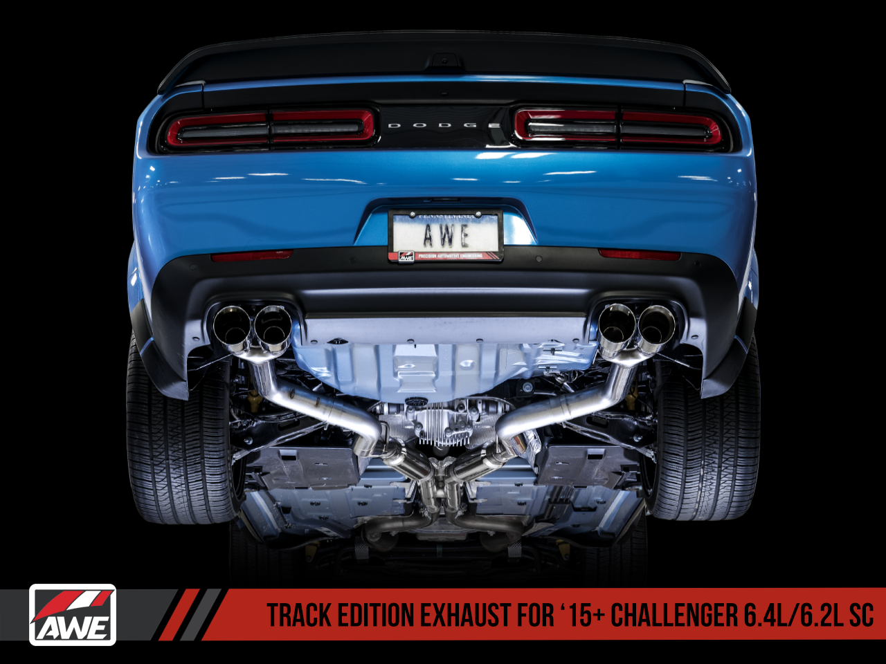 AWE Track Edition Exhaust Chrome Quad Tips (2015+ Challenger 6.4L/Hellcat & Demon 6.2L SC) 3015-42136