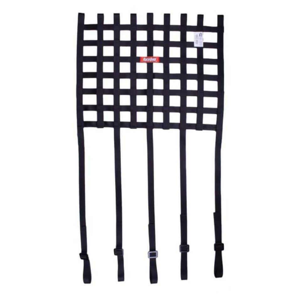RaceQuip Ribbon Style Race Car Window Net w/1In Mounting Straps / SFI 27.1 Certified Blk 18 H X 18 W - 825003