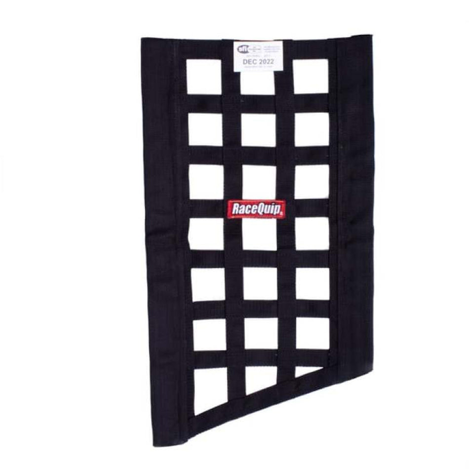 RaceQuip SFI 27.1 Rated Ribbon Style Funny Car Window Net / Black 22 to 18 H X 12 W - 829535