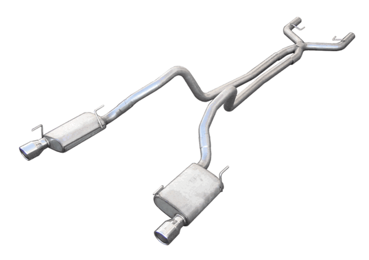 Pypes True Dual Catback Exhaust System w/ X-Pipe & Violators Mufflers Stainless (2005 - 2010 Mustang V6) SFM68