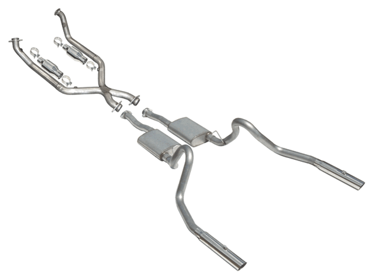 Pypes Catback Exhaust System w/ Street Pro Mufflers Stainless (1998 - 2004 Mustang V6) SFM56