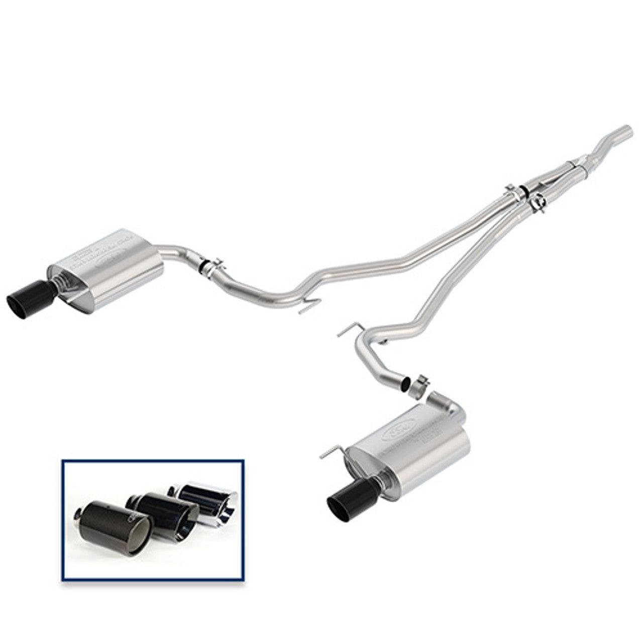 Ford Racing Catback Exhaust Extreme Black Tips (2015-2023 Mustang EcoBoost) M-5200-M4EBA