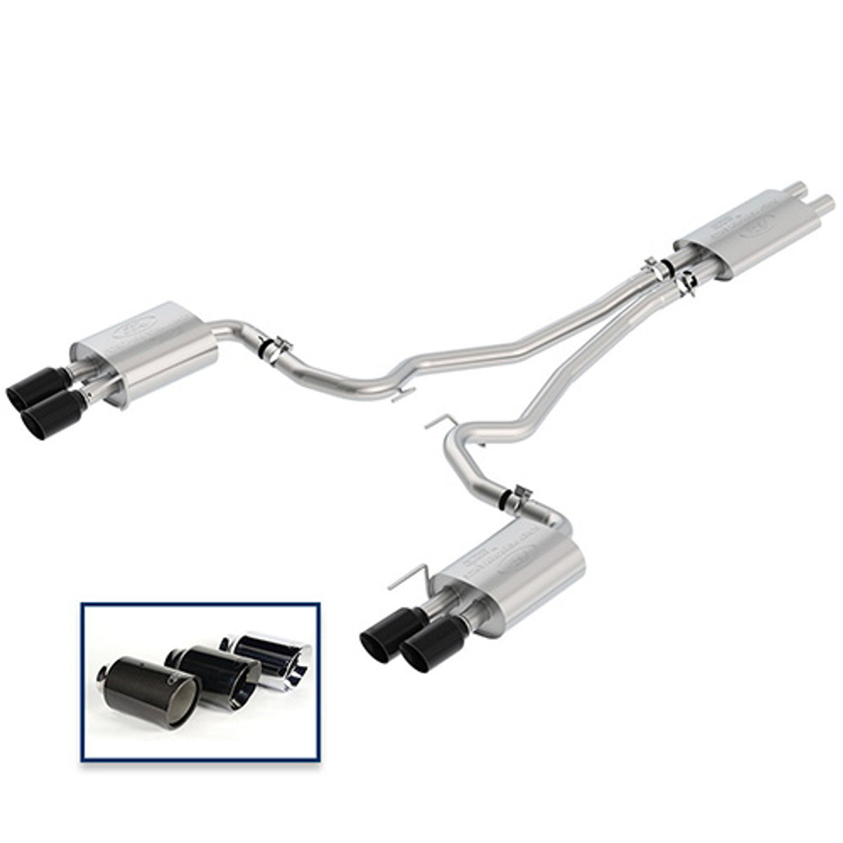 Ford Racing Catback Exhaust Extreme Black Tips (2018-2023 Mustang GT) M-5200-M8EBA