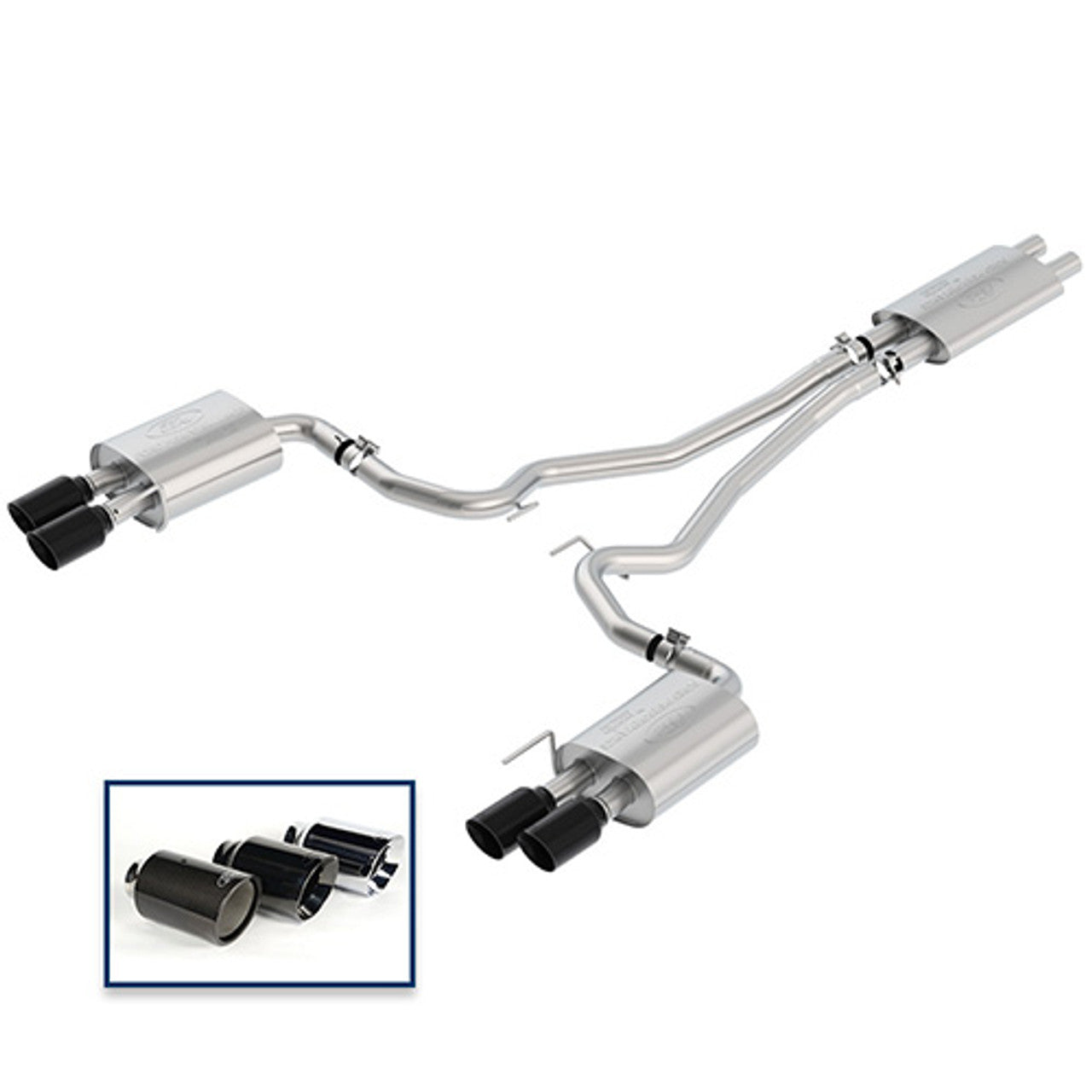 Ford Racing Catback Exhaust Extreme Black Tips (2018-2023 Mustang GT) M-5200-M8EBA