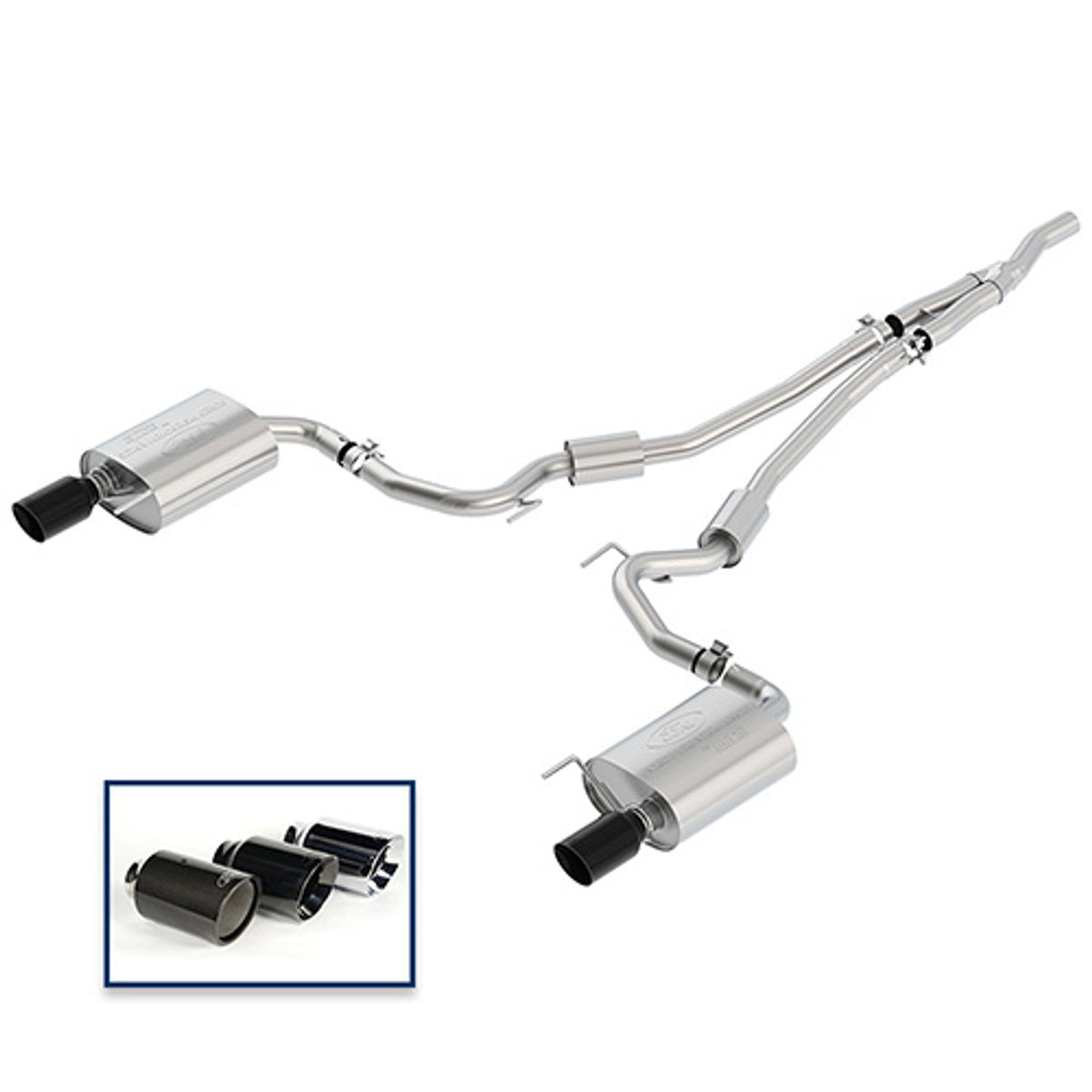 Ford Racing Catback Exhaust Sport Black Tips (2015-2023 Mustang EcoBoost) M-5200-M4SBA