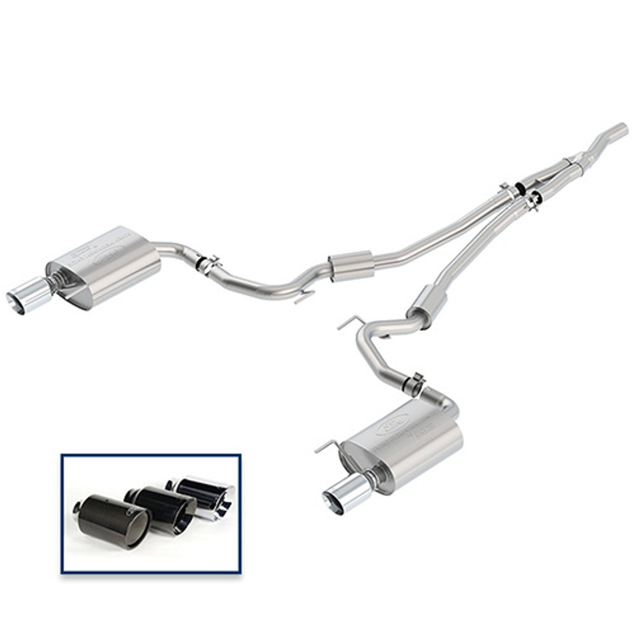 Ford Racing Catback Exhaust Sport Chrome Tips (2015-2023 Mustang EcoBoost) M-5200-M4SCA