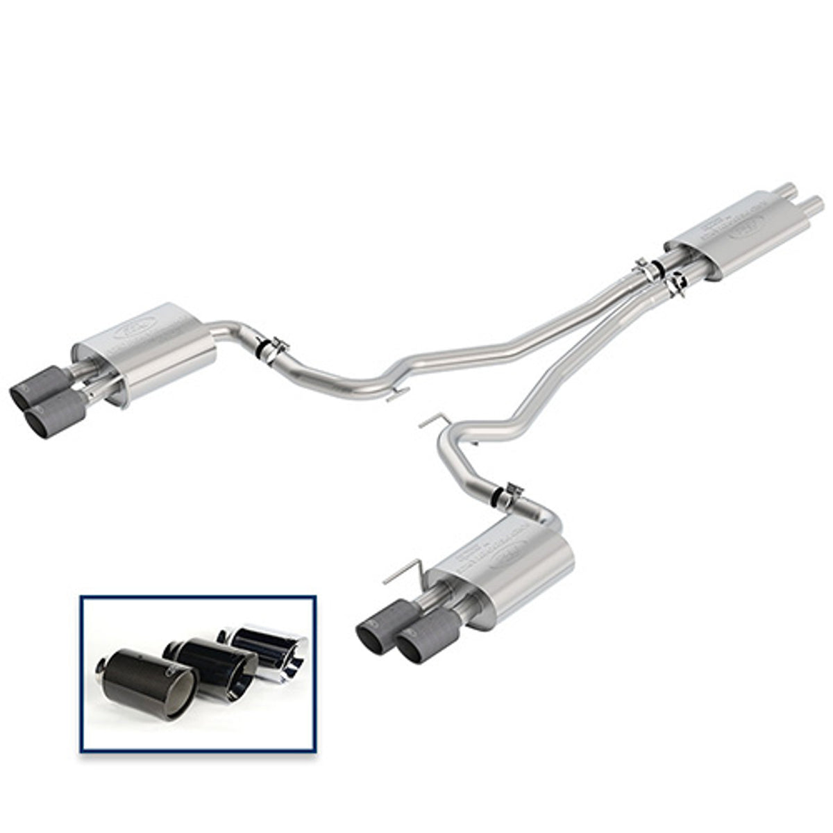 Ford Racing Catback Exhaust Touring Carbon Fiber Tips (2018-2023 Mustang GT) M-5200-M8TFA