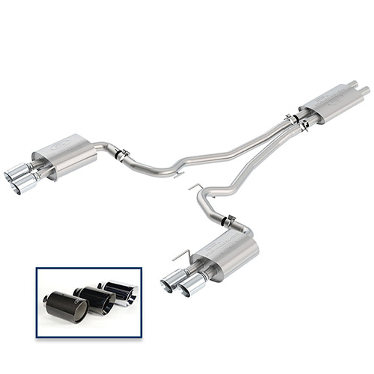 Ford Racing Catback Exhaust Touring Chrome Tips (2018-2023 Mustang GT) M-5200-M8TCA