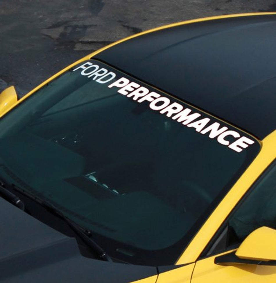 Ford Racing "Ford Performance" Windshield Banner White (2005-2023 Mustang) M-1820-MB