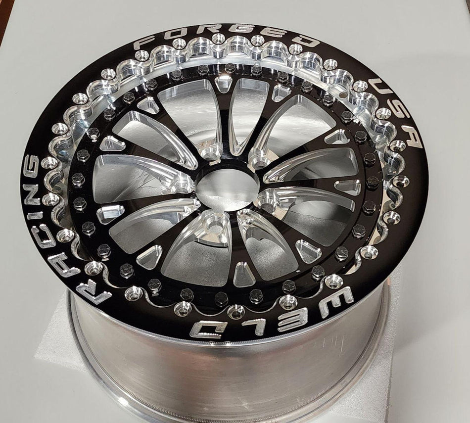 Weld Vitesse 17x10 Beadlock Drag Wheel Black Center /Polished Shell Black Lip (2015 - 2023 Mustang / 2024 Mustang Non PP &amp; Darkhorse) 94LB7100A80SBL-BLACK