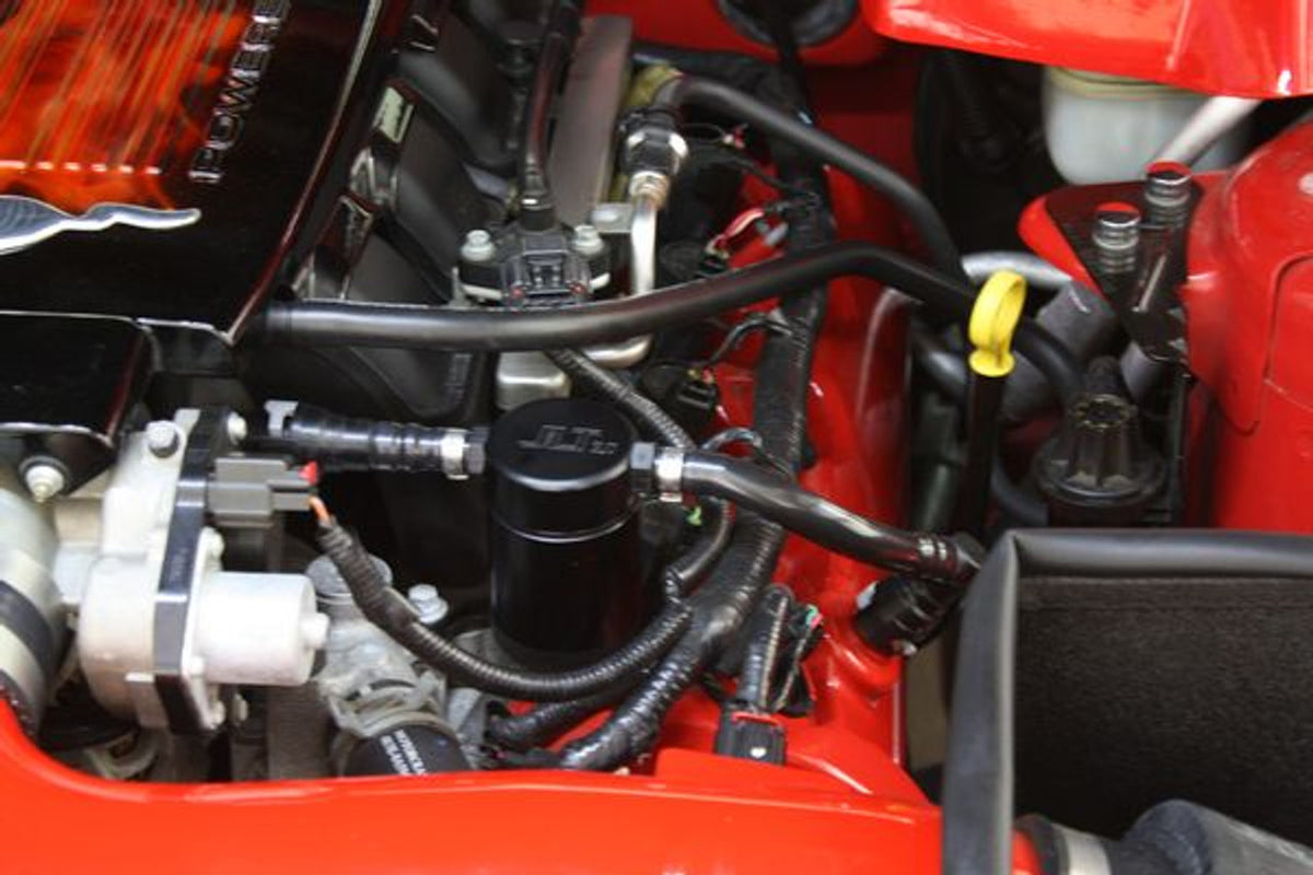 J&L Oil Separator 3.0 Driver Side Black (2005-2010 Mustang GT/Bullit/Saleen) 3013D-B