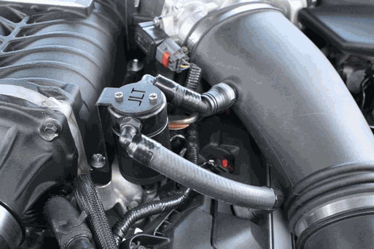 J&L Oil Separator 3.0 Driver Side Black (2011-2017 Mustang GT S/C) 3020D-B