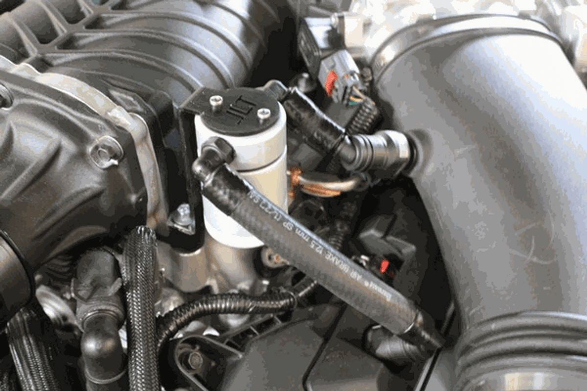 J&L Oil Separator 3.0 Driver Side Clear (2011-2017 Mustang GT S/C) 3020D-C