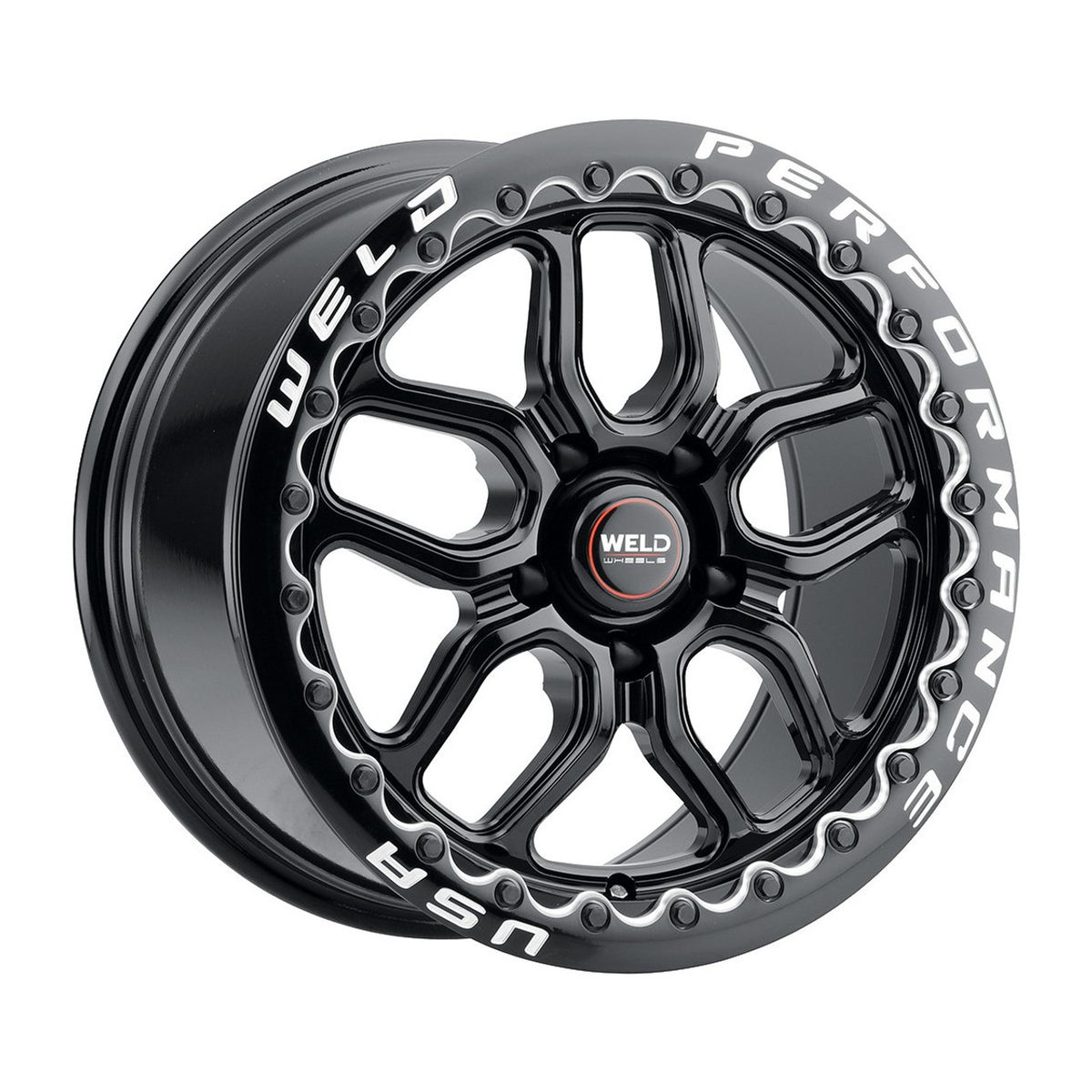 Weld 17x10 Laguna Black Beadlock Wheel 5x114.3 BC ET 49 BS 7.42 Gloss Black (2005 - 2025 Mustang GT Premium / GT Base / Ecoboost) (S650 Non-Perf Pack Cars) S92270067P49