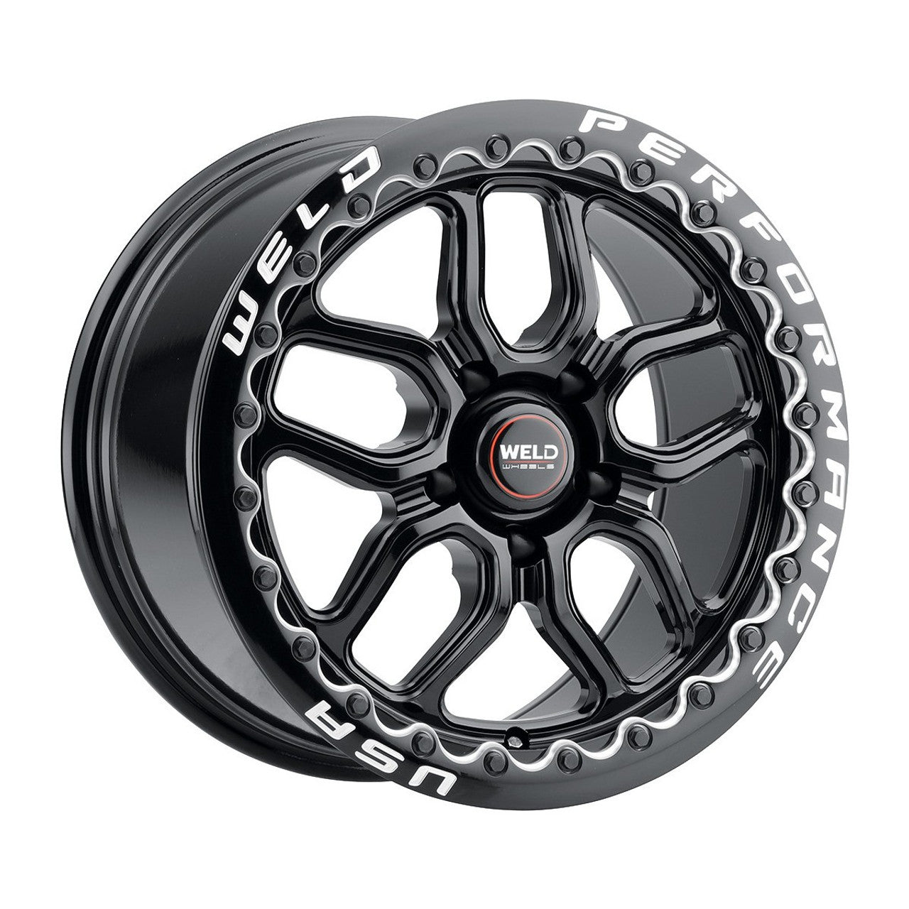 Weld 17x10 Laguna Black Beadlock Wheel 5x114.3 BC ET 49 BS 7.42 Gloss Black (2005 - 2025 Mustang GT Premium / GT Base / Ecoboost) (S650 Non-Perf Pack Cars) S92270067P49