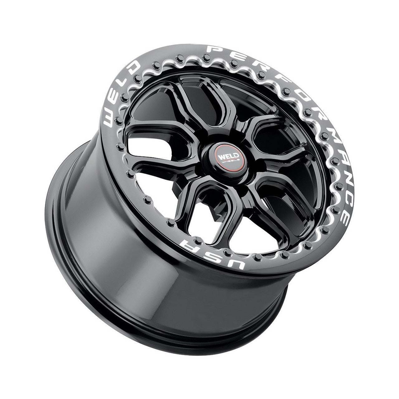 Weld 17x10 Laguna Black Beadlock Wheel 5x114.3 BC ET 49 BS 7.42 Gloss Black (2005 - 2025 Mustang GT Premium / GT Base / Ecoboost) (S650 Non-Perf Pack Cars) S92270067P49