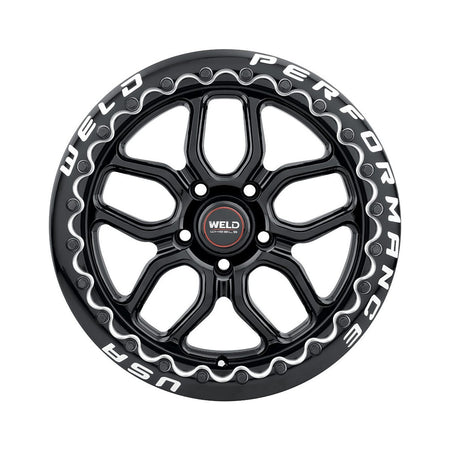 Weld 17x10 Laguna Black Beadlock Wheel 5x114.3 BC ET 49 BS 7.42 Gloss Black (2005 - 2025 Mustang GT Premium / GT Base / Ecoboost) (S650 Non-Perf Pack Cars) S92270067P49