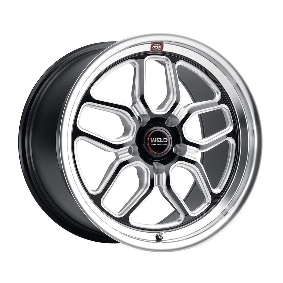 Weld 18x10 Laguna Drag Wheel 5x114.3 ET 45 BS 7.27 Gloss Black Milled Finish (2005 - 2025 Mustang GT / Darkhorse / GT350) S15280067P45