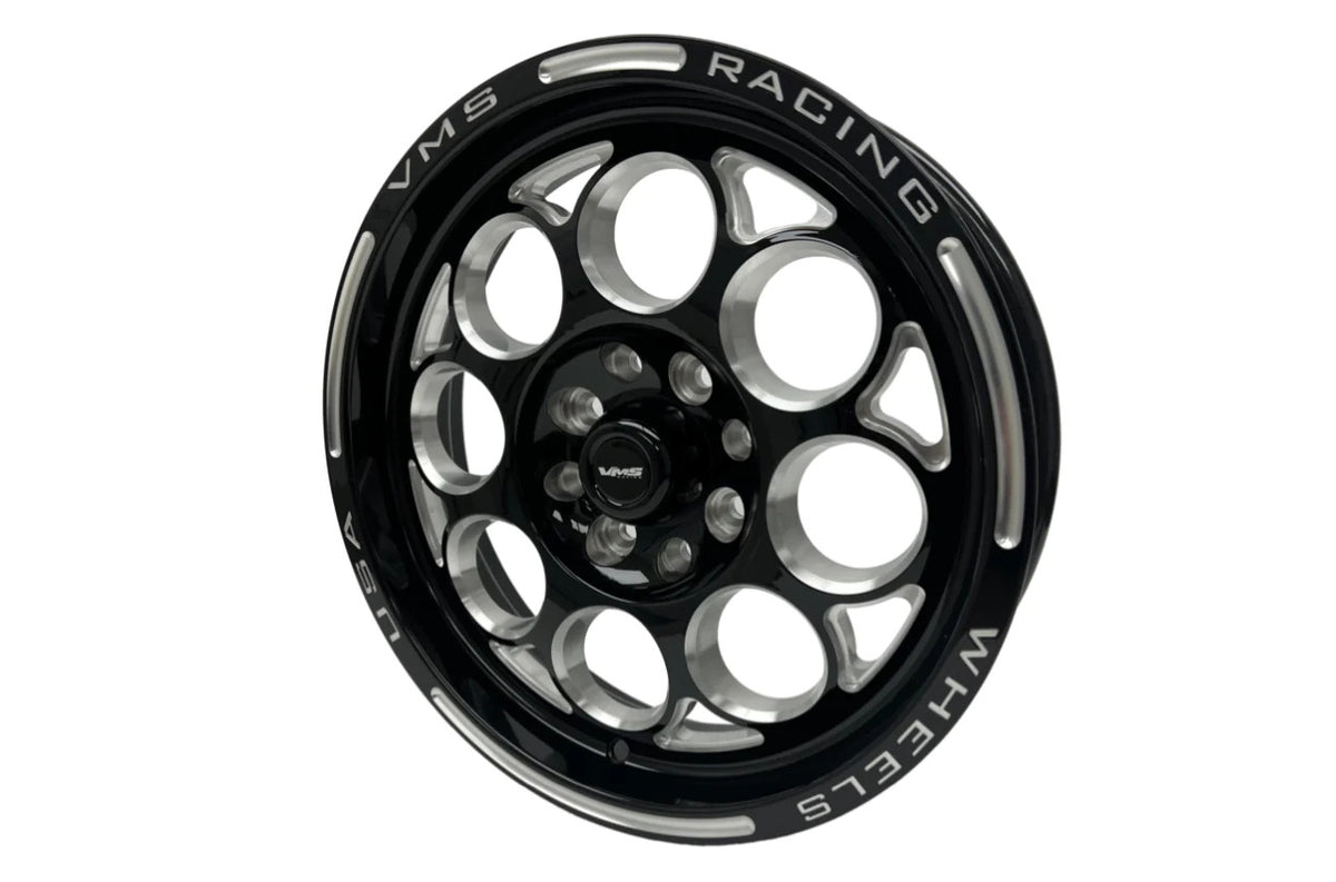 VMS Wheels Modulo 15X3.5 4X108/114.3 -13 ET 73.1 CB Black Milling Finish (1979-1993 Mustang) VWMO010